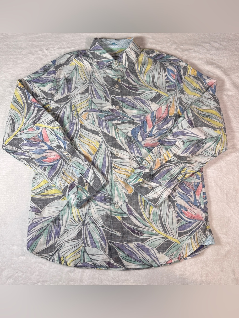 Tommy Bahama Barbados Breeze Shirt Men’s S Linen Stretch Tropical Floral